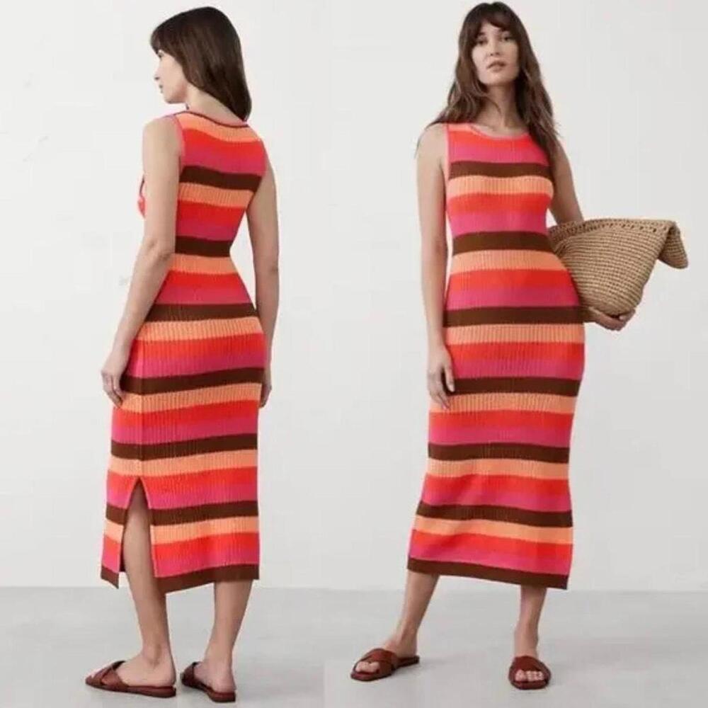 Banana Republic Open Stitch multicolored striped knit dress Size XL